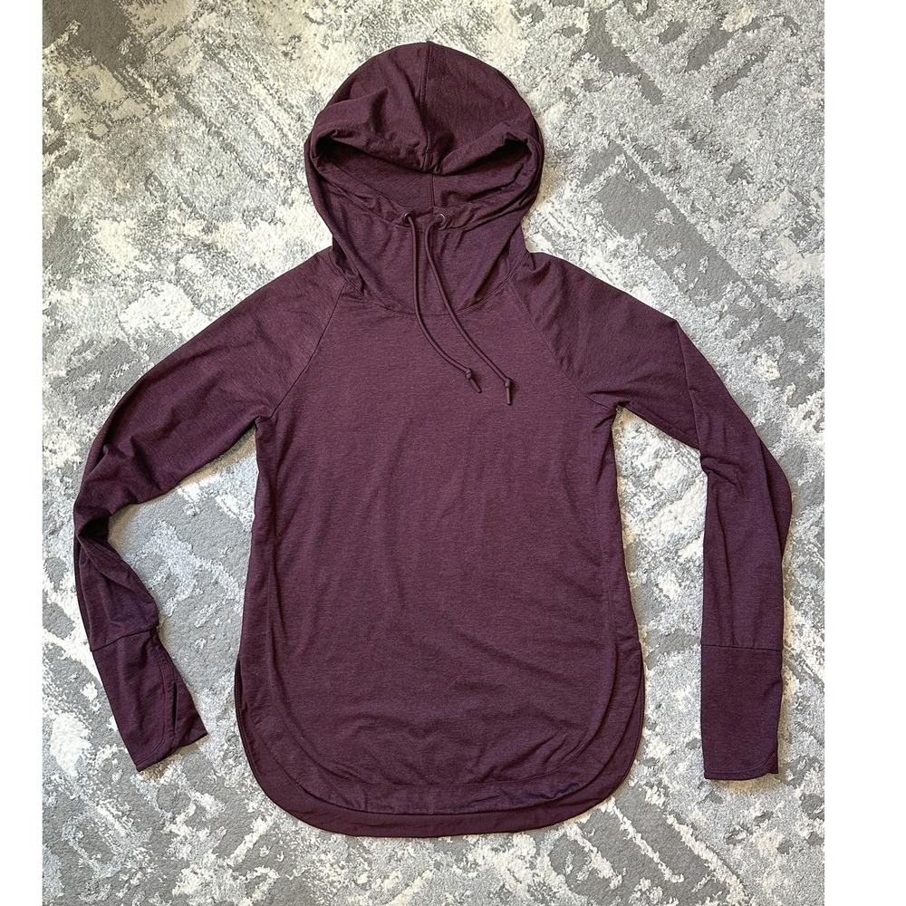 Athleta Pullover Hoodie Womens XXS Purple Long Sleeve Lightweight Thumbholes‎